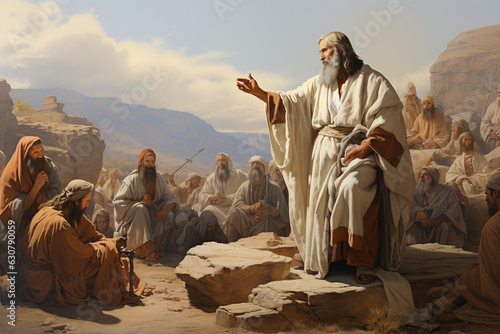 A resolute picture of Moses interceding for the people, seeking God's mercy and forgiveness on their behalf Generative AI