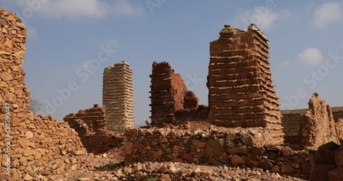 Red stone and mud houses village  Sarat Abidah  Saudi Arabia photo