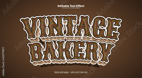 Vintage Bakery editable text effect in modern trend style