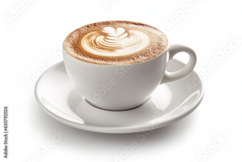 Cup latte Isolated on White, cartoon style. AI generated