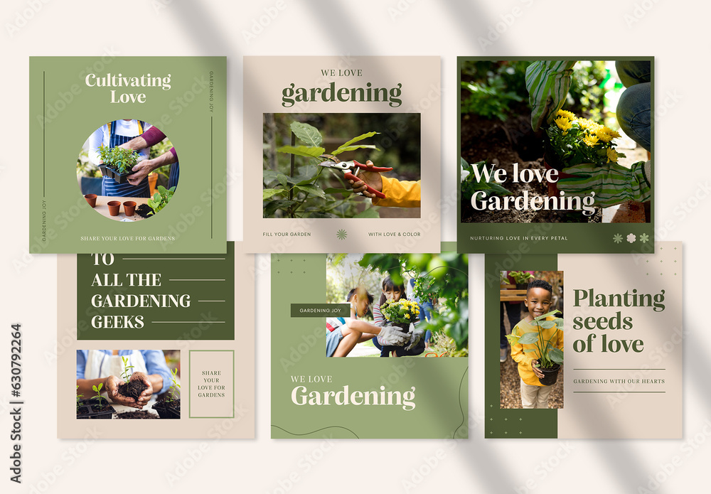 Gardening Social Media Set Stock Template | Adobe Stock