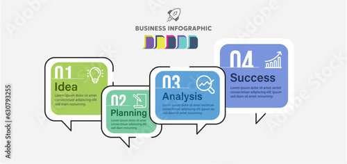 Business infographic process with rectangle template design with icons 4 big number and 4 options,Vector illustration.