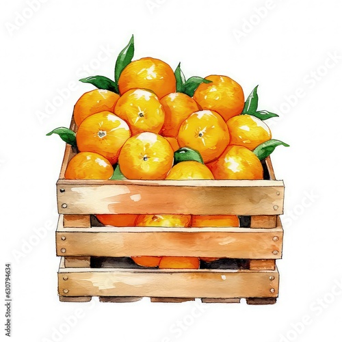 Contented Orange Crate Watercolor Clipart