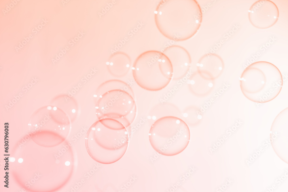 Beautiful Transparent Pink Soap Bubbles Floating in The Air. Abstract Background, Pink Textured, Celebration Festive Romance Backdrop, Refreshing of Soap suds, Bubbles Water.