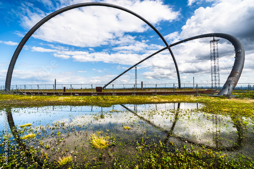 Tableau sur toile Modern horizon observatory on Halde Hoheward in Herten, Germany, with beautiful