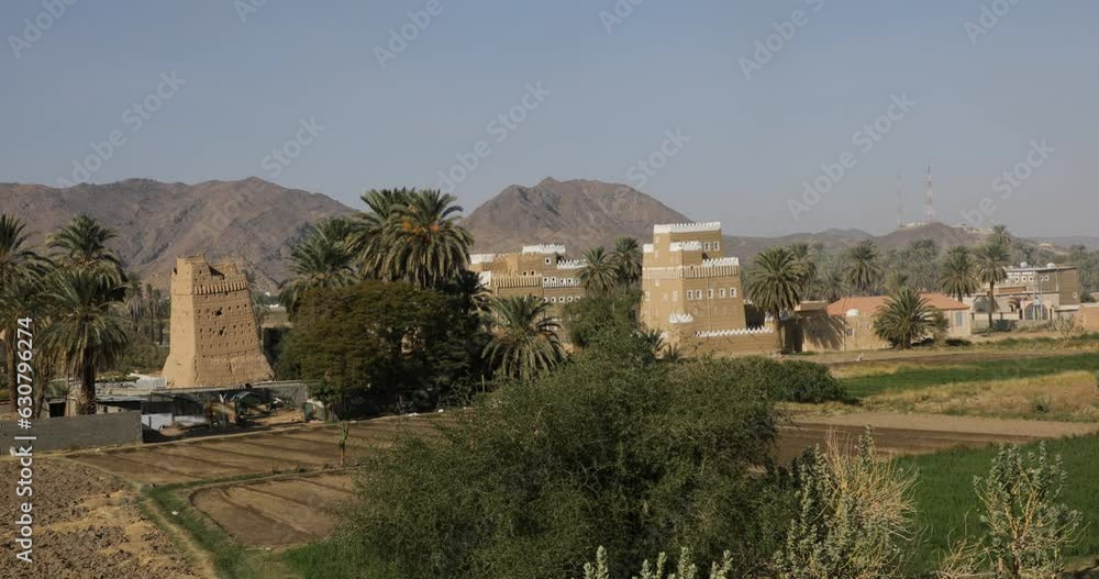 Traditional old mud house in the oasis Najran Saudi Arabia Traditional old mud house in the oasis Najran Saudi Arabia
