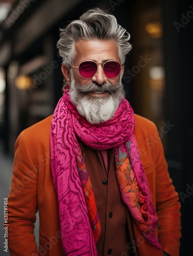 eccentric mature man in bri...