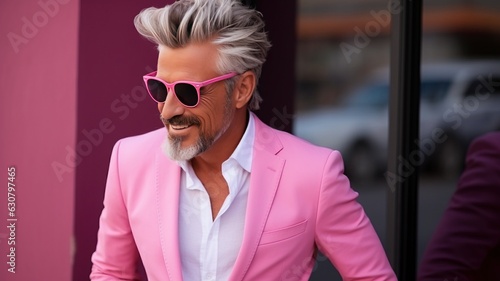 eccentric mature man in bri...