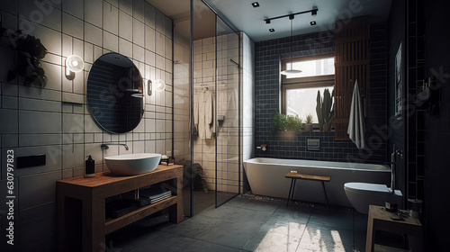 Wallpaper Mural 3D Render Bathroom Concept, Creating a Beautiful and Relaxing Clean Home: Design for the Bathroom Ideas and Resident's Relaxation in Day Light Torontodigital.ca