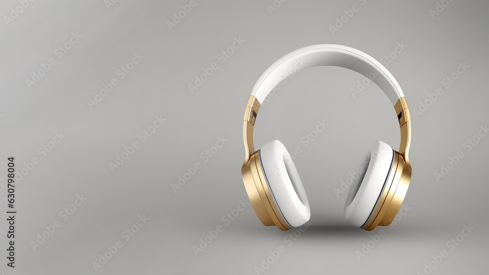 Golden High quality audio headphones for advertising or product catalogs Golden High quality audio headphones for advertising or product catalogs