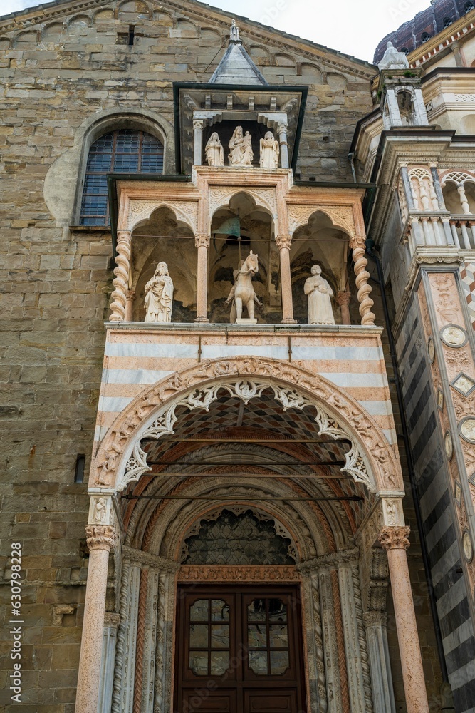 Shot of Saint Mary Major church in the upper town of Bergamo