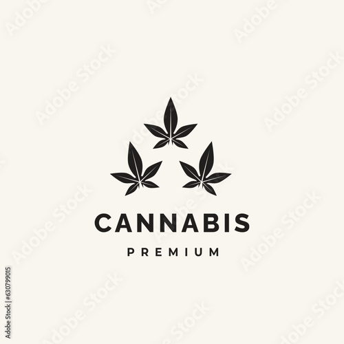 3 minimalist cannabis leaves, cannabis for cbd simple unique vector logo design