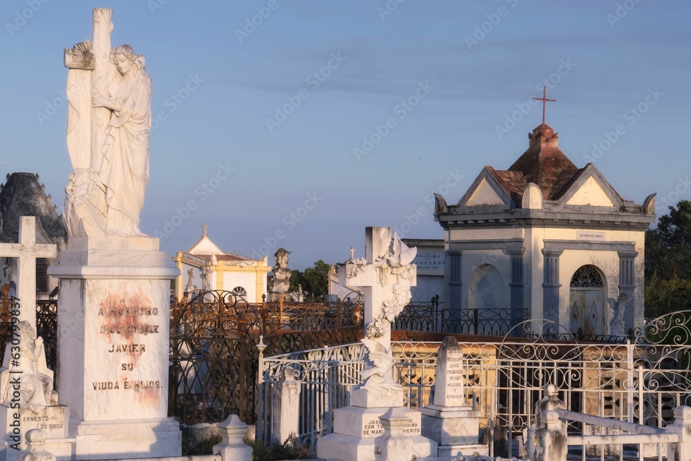 Idyllic cemetery featuring a breathtaking view of majestic statues
