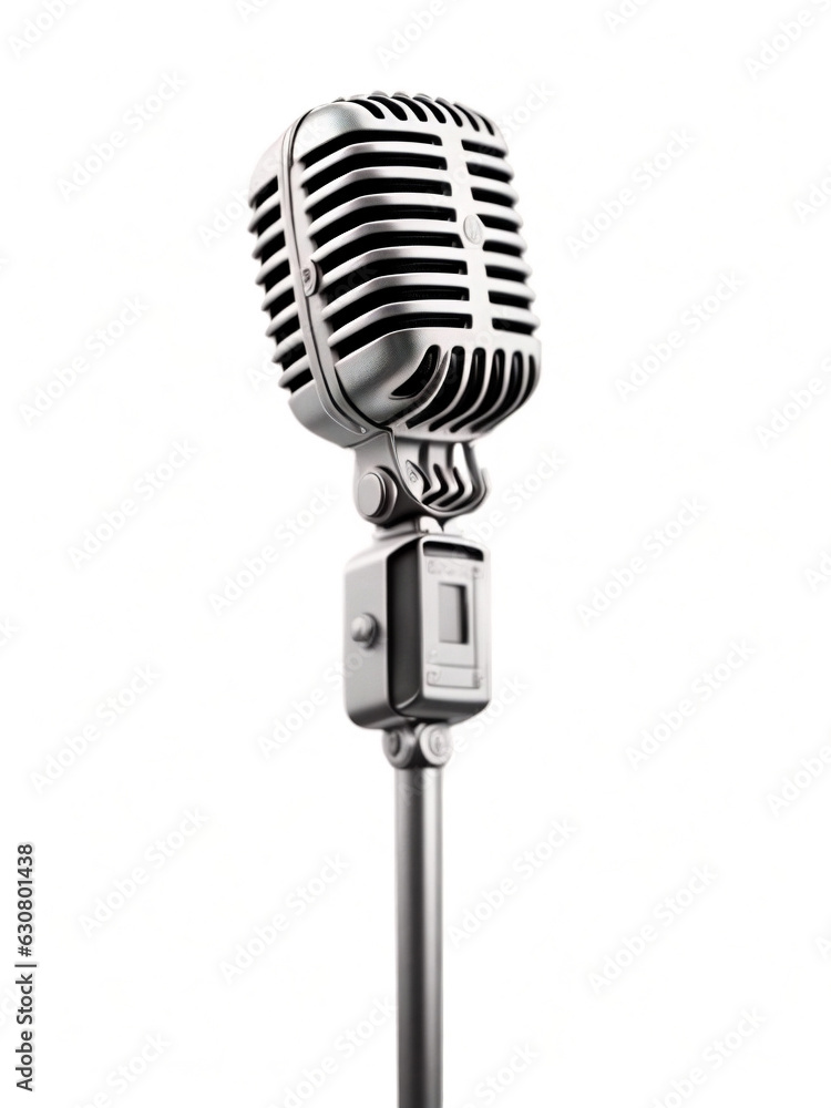 Fototapeta premium Podcast microphone on a white background.