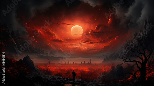 Obraz na plátně red full moon