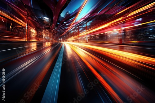 Abstract long exposure dynamic speed light trails background © vitanovski