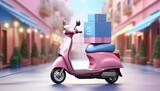 3D rendering of Fast delivery by mobile scooter.Ecommerce Concept Online Food Ordering Infographic.generative ai