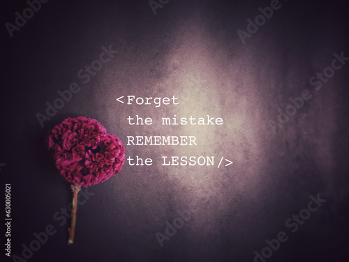 Fototapeta Inspirational quote - Forget the mistake remember the lesson