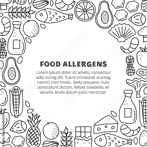 Poster with lettering and doodle food allergens.