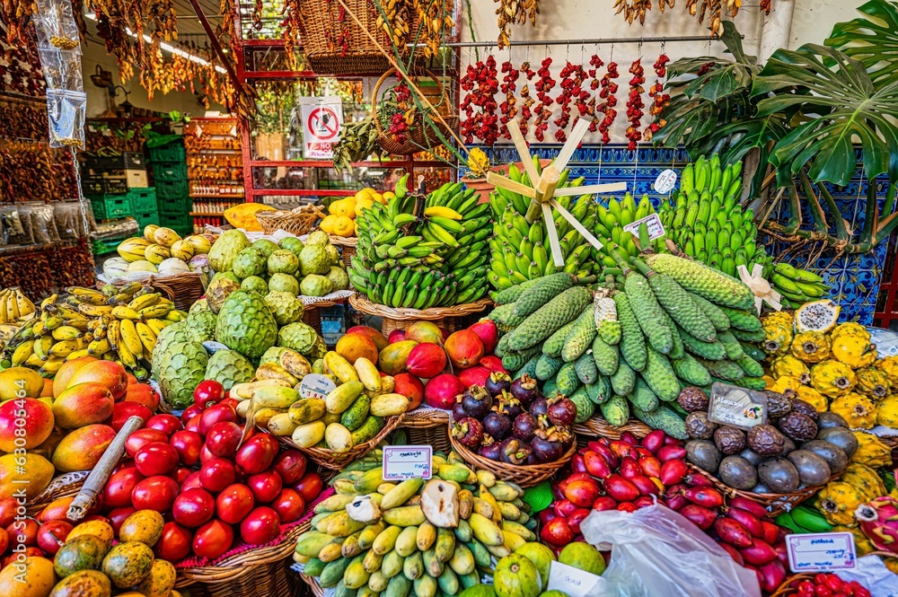 Vibrant selection of colorful fruits at the market.