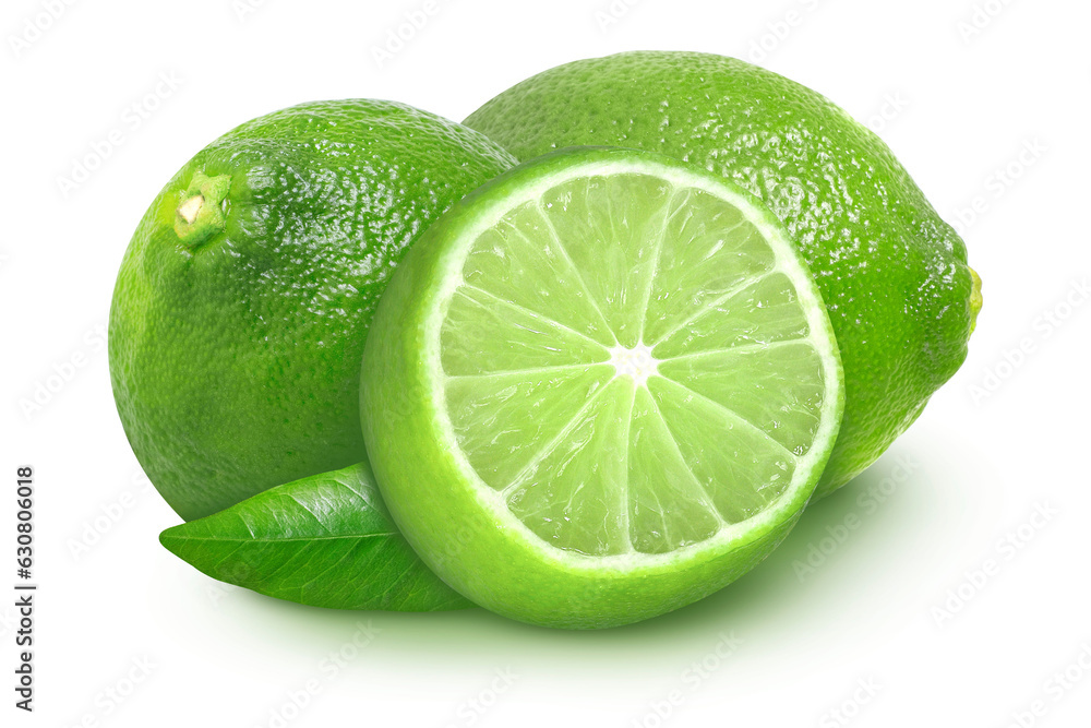 Limes on isolated white background. Limes on isolated white background.