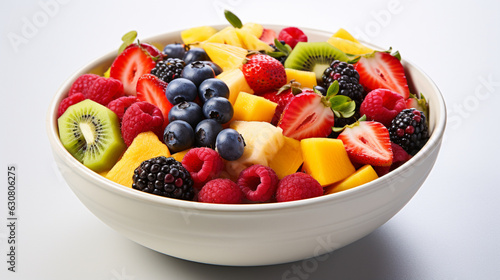 bowl of healthy fresh fruit salad  close up of a colorful Mixed tropical fruit  Copy space