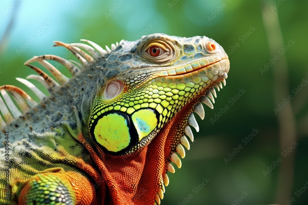 A close up of a green and orange lizard A close up of a green and orange lizard