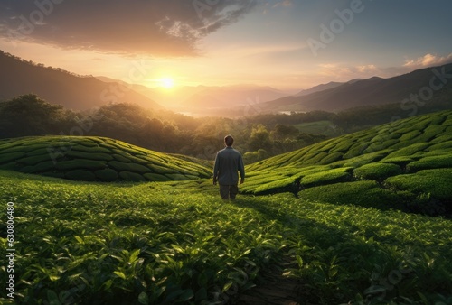 A man on a tea plantation