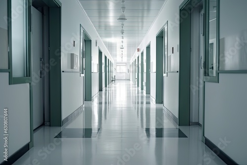 Clinical Environment. Blue Interior of a Hospital Corridor © Thares2020