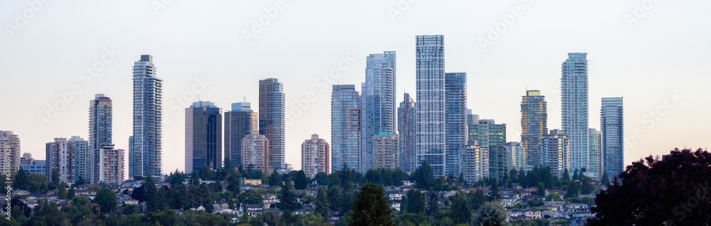 Fototapeta premium Panoramic View of Residential Apartment Home Buildings in Metrotown