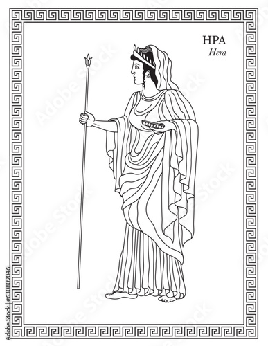 Vector illustration of the Greek Goddess Hera, goddess of marriage, women, marital harmony and the protector of women during childbirth