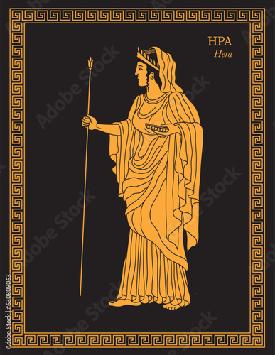 Vector illustration of the Greek Goddess Hera, goddess of marriage, women, marital harmony and the protector of women during childbirth