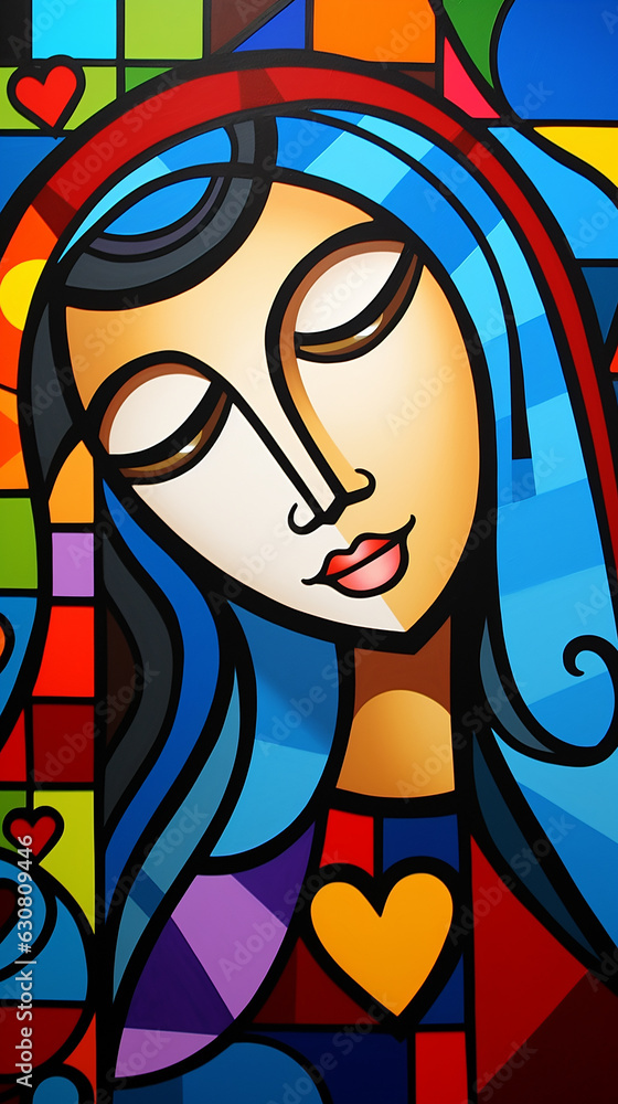 virgem maria de nazaré em pintura arte cubismo colorida virgem maria de nazaré em pintura arte cubismo colorida