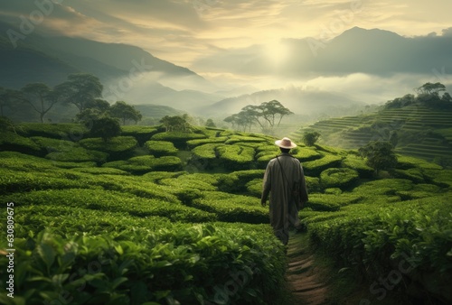 A man on a tea plantation © cherezoff