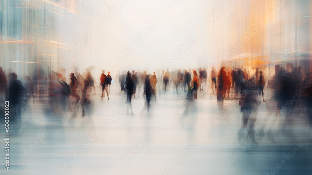 image of blurred crowd of people, Generative AI