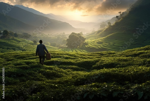 A man on a tea plantation photo