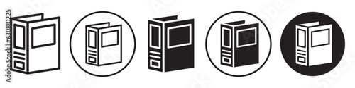 Binder symbol Icon. Sign of paper document folder storage mark. Vector set collection of office study book file archive organizer. Flat outlined web app ui icon of literature page library fastener.