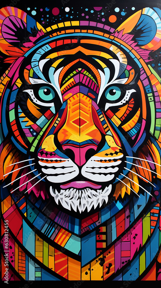 tigresa, cubismo em arte colorida 