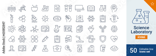 Science icons Pixel perfect. Biology, tube, laboratory, ....