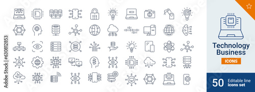 Technology icons Pixel perfect. Cloud, system, network, ....