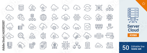 Server could icons Pixel perfect. data; transfert, connection, ....