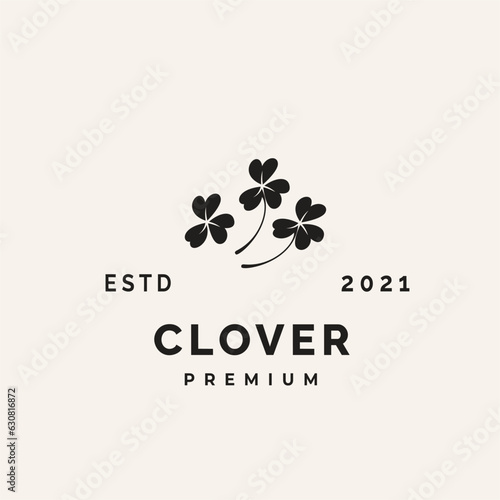 Vintage Three Leaf Clover Decorative Logo Template Illustration Design.