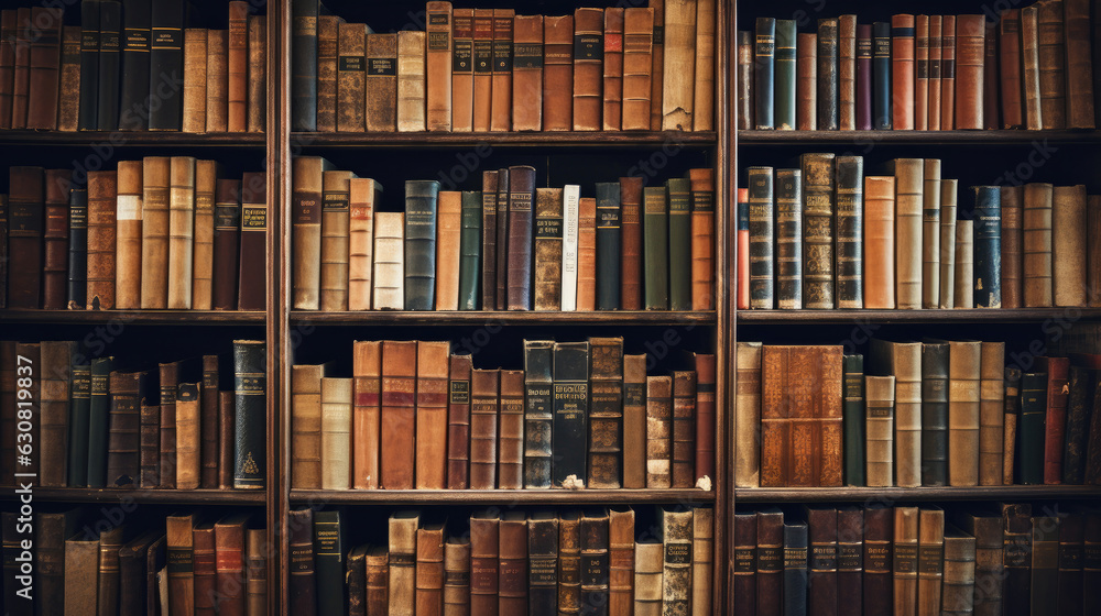 Bookshelf Many old books in a book shop or library Bookshelf Many old books in a book shop or library