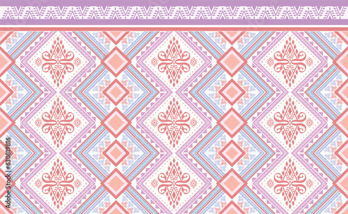 Geometric ethnic oriental seamless pattern traditional Design for background,carpet,wallpaper,clothing,wrapping,Batik,fabric,Vector illustration.embroidery style.