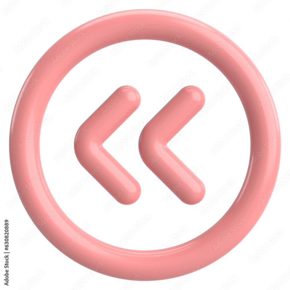 Previous button. Back button. 3D illustration.