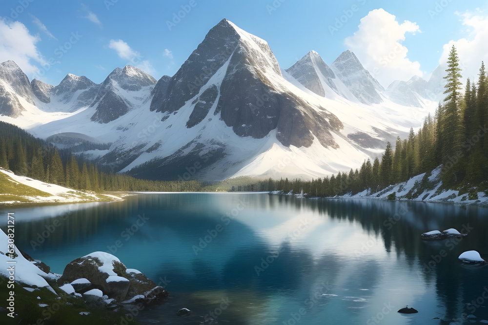 Beautiful Snowy Mountains View
