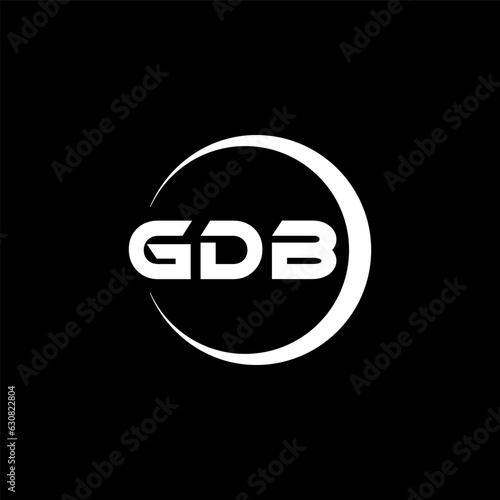 GDB letter logo design with black background in illustrator, cube logo, vector logo, modern alphabet font overlap style. calligraphy designs for logo, Poster, Invitation, etc.