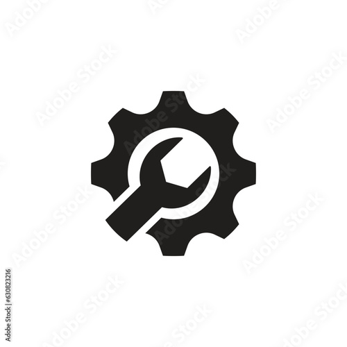 Gear illustration logo icon vector flat design template and symbol