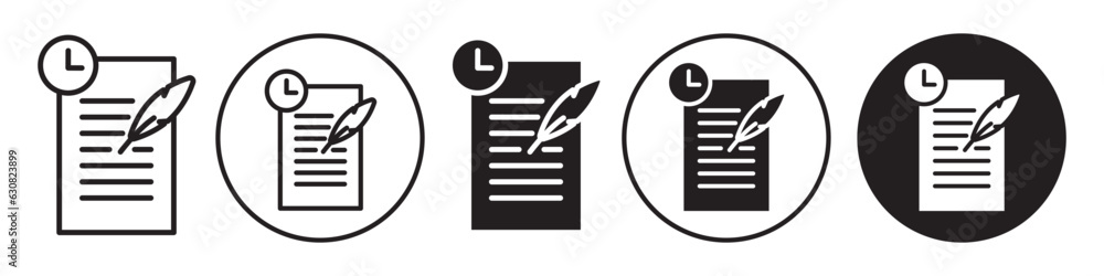 History symbol Icon. Flat outlined vector set collection of parchment ...