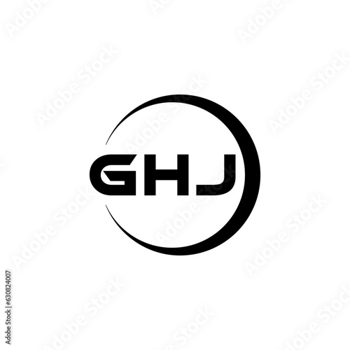 GHJ letter logo design with white background in illustrator, cube logo, vector logo, modern alphabet font overlap style. calligraphy designs for logo, Poster, Invitation, etc. © Mamunur